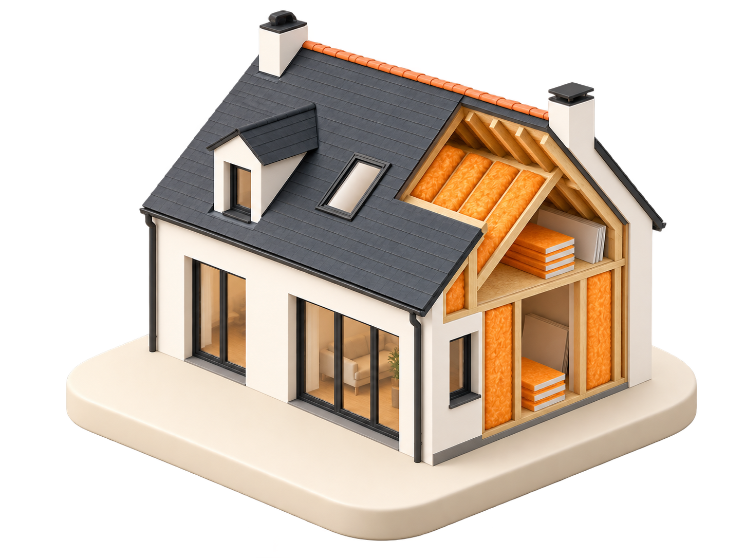 Maison en rénovation avec isolation apparente