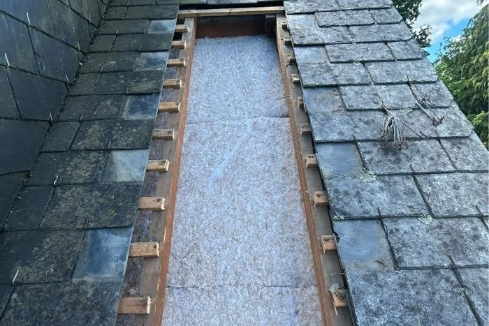 Panneaux isolants en fibres végétales posés dans les rampants par l'extérieur à Rennes (35)