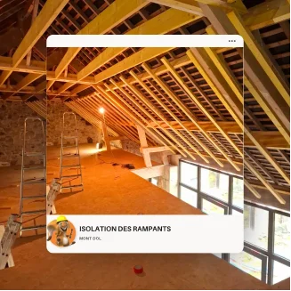 Isolation des rampants de toiture par l'intérieur à Mont-Dol en Ille-et-Vilaine (35) réalisée par Galais Isolation